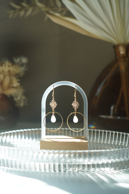 Josie rainbow moonstone teardrop hoops