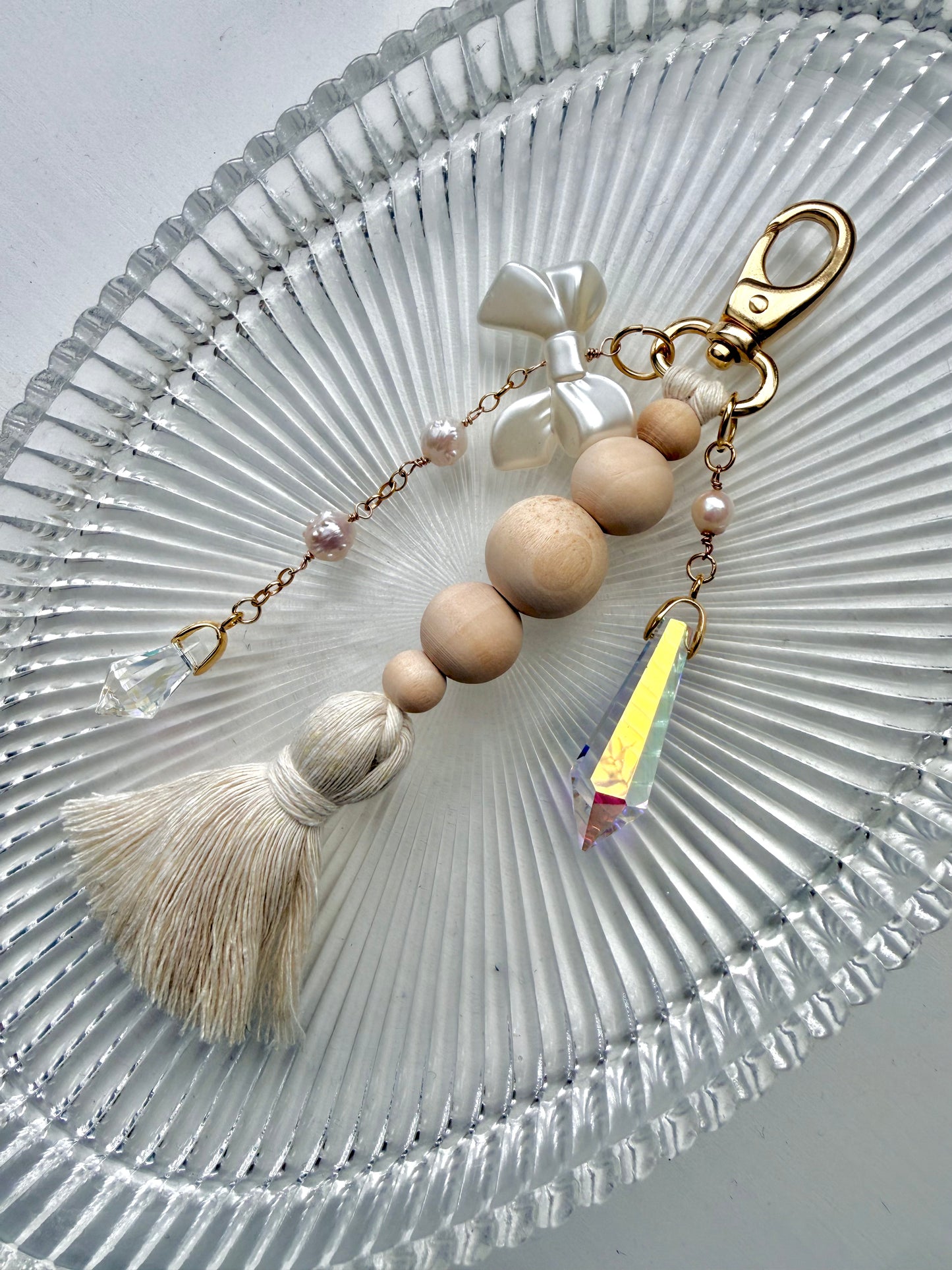 Bag Charm Pearl Bow