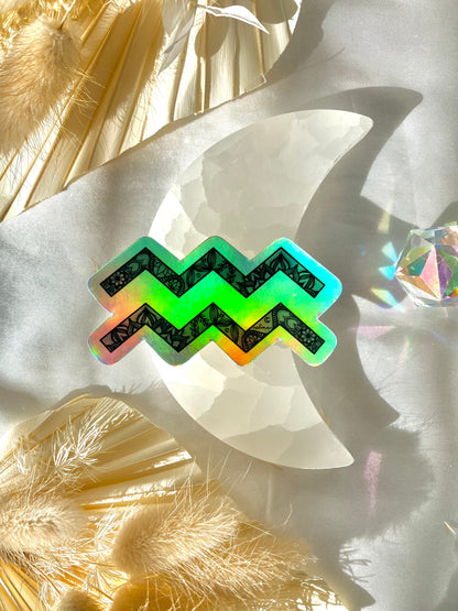 aquarius holographic sticker