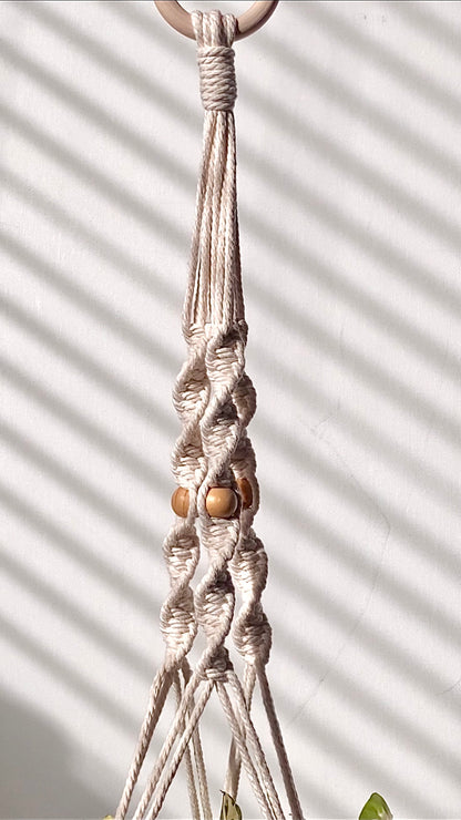 spiral macrame plant hanger - white